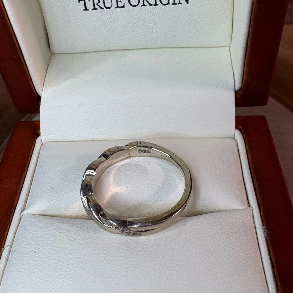 Vintage Silver Ring with Pink Highlights